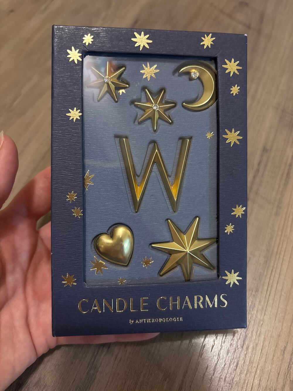 Anthropologie Home NWT Gold Tone Celestial Monogram Candle Charms - Letter W